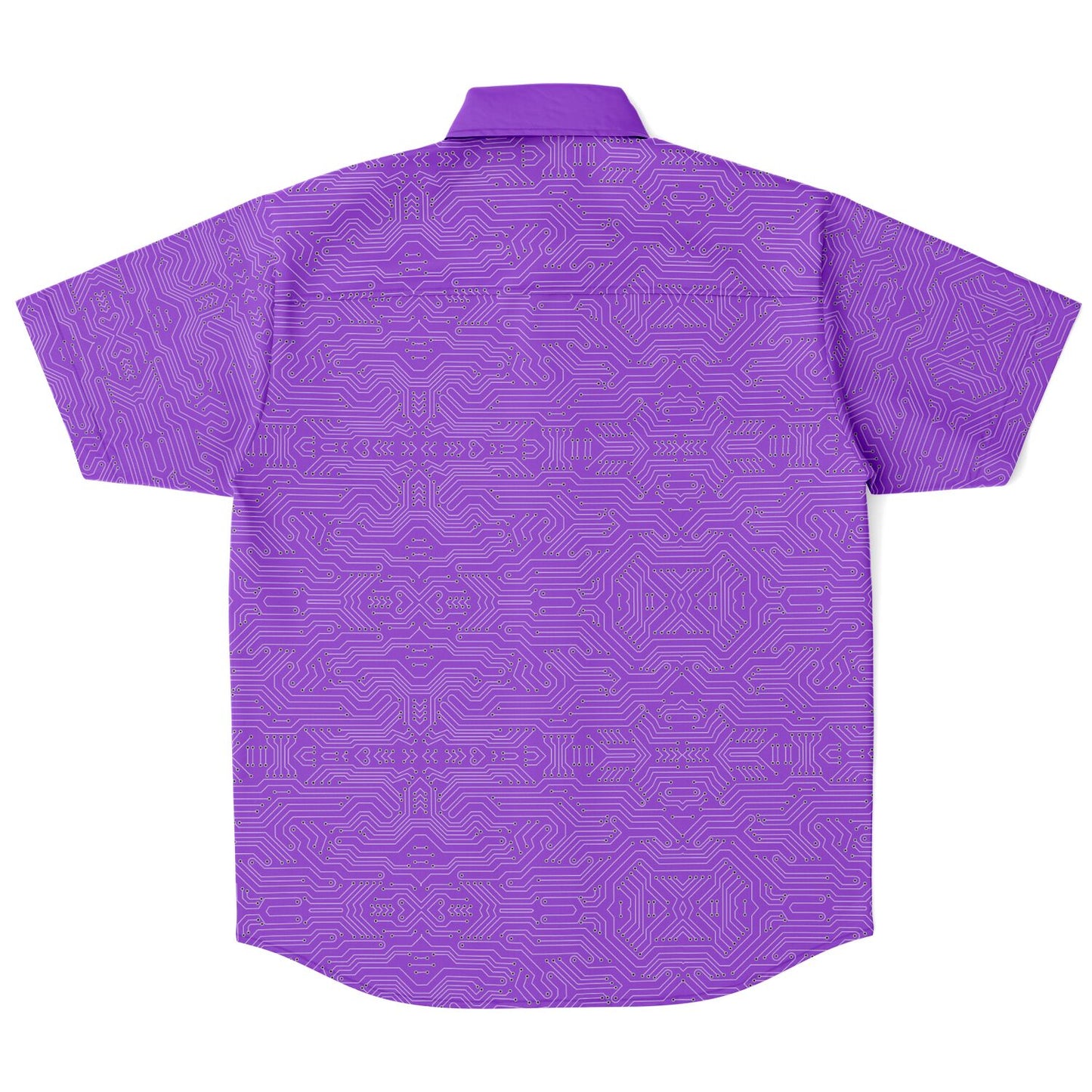 Circuit Board Short Sleeve Button Down Shirt- Purple
