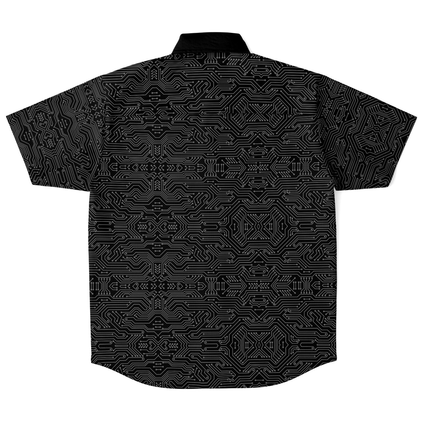 Circuit Board Short Sleeve Button Down Shirt- Black